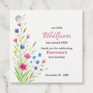 Elegant Färgrik Vildblomma 1-års Födelsedagsfest Gåvor Etiketter