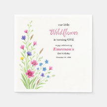 Elegant Färgrik Vildblomma 1-års Födelsedagsfest