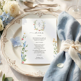 Elegant Färgrik Vildblomma Bröllop Meny