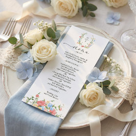 Elegant Färgrik Vildblomma Bröllop Meny