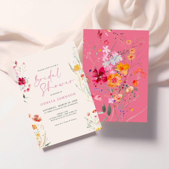 Elegant Färgrik Vildblomma Cream Bröllopsdusch Inbjudningar (Skapare uppladdad)