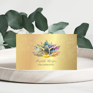 Elegant Färgstark Lotus Guld Konfetti Yoga Visitkort