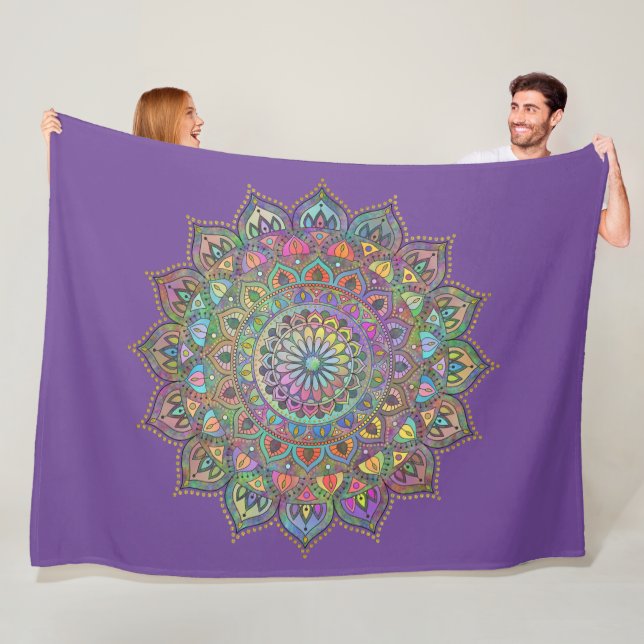 Elegant Färgstark Mandala Indien Stil 1 Fleecefilt (På plats)