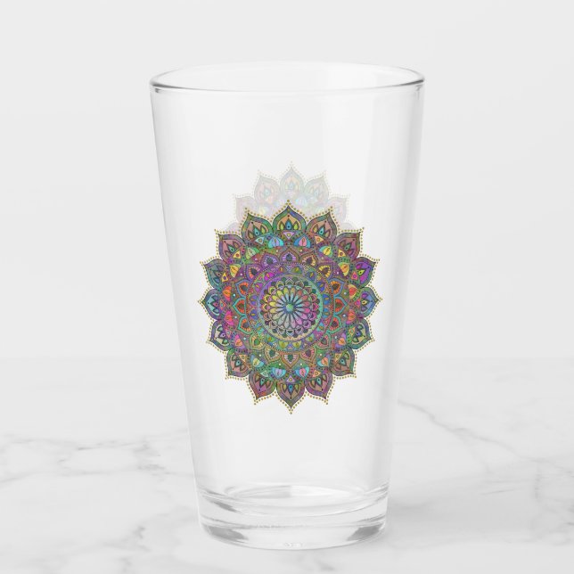 Elegant Färgstark Mandala Indien Stil 1 Glaskopp (Framsida)