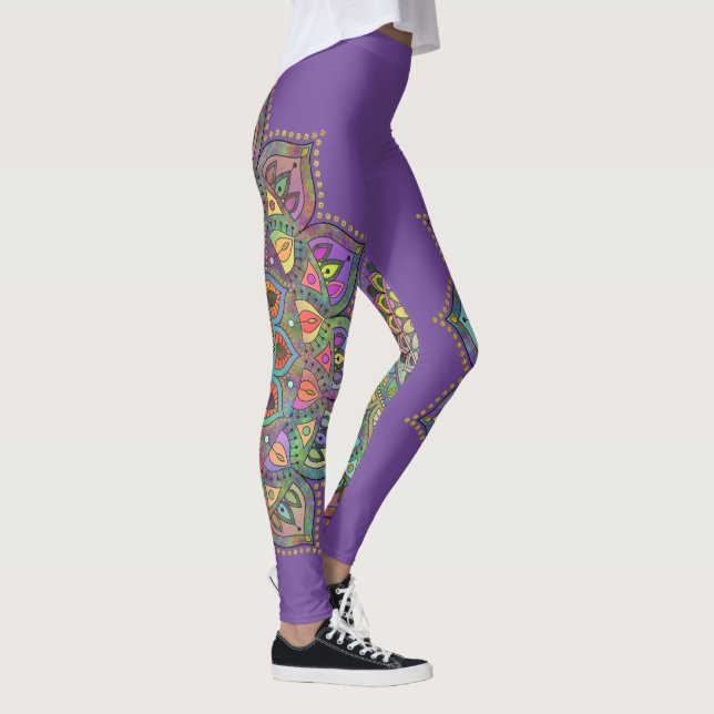 Elegant Färgstark Mandala Indien Stil 1 Leggings (Höger)