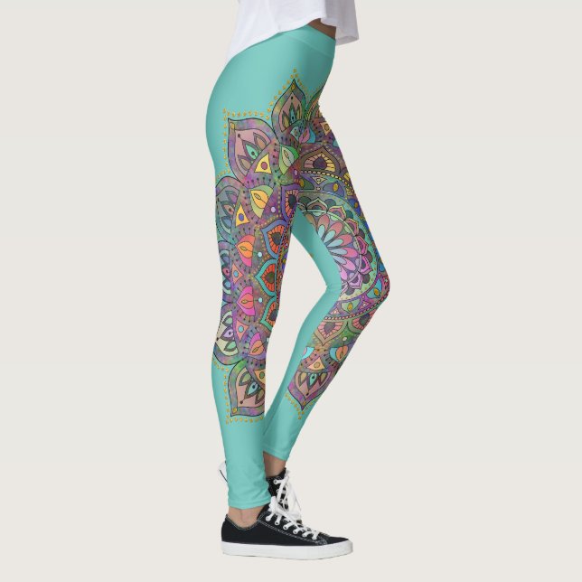 Elegant Färgstark Mandala Indien Stil 1 Leggings (Höger)
