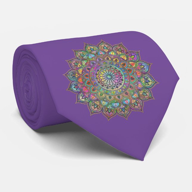 Elegant Färgstark Mandala Indien Stil 1 Slips (Rullad)