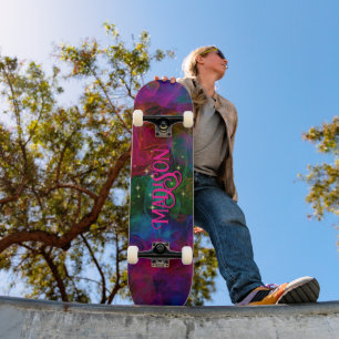 Elegant: färgstarka gnistor rökmonogram mini skateboard bräda 18,5 cm