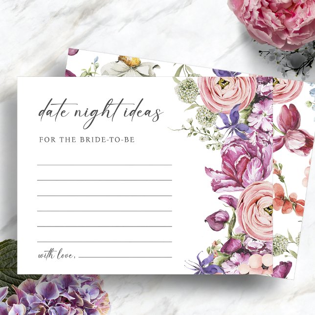 Elegant Färgt Blommigt Nattkort för  (Elegant Colorful Jewel Tone Floral Date Night Card by Painted Paperie
)