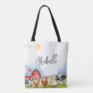 Elegant Farmhouse Red Barnyard Farm Animal Anpassn Tygkasse