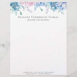 Elegant Farmhouse Watercolor Blommigt Peony Anpass Brevhuvud
