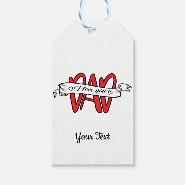 Elegant Fars dag I Kärlek You Pappa Presentetikett (Framsidan)