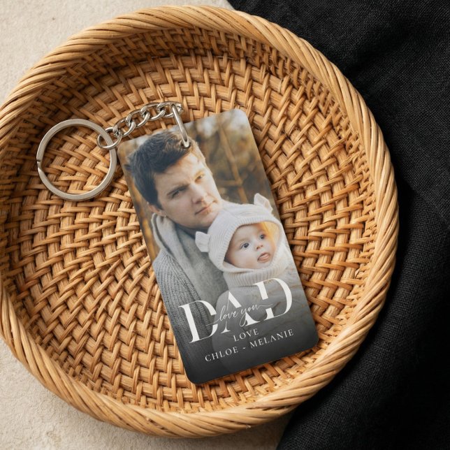 Elegant Fars Dag Minimal Pappa Kärlek Till Dig Fot (Elegant Father's Day Minimal Dad Love You Photo Keychain)