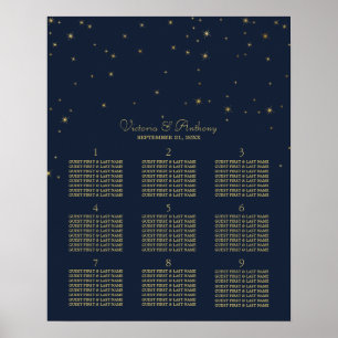 Elegant Fartyg och Guld Fallande stjärnor Bröllop Poster