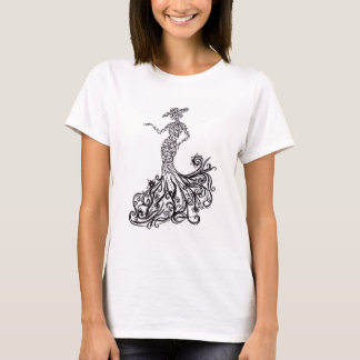 Elegant Fashion Dam Siluett Linje Art Grafisk T-sh T Shirt