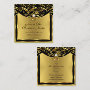 Elegant Fashion Guld Svart Damask Blommig Fyrkantigt Visitkort