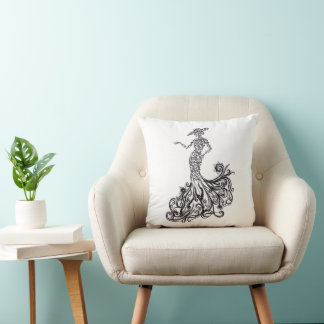 Elegant Fashion Lady Silhouette Linje Art Kast Kud Kudde