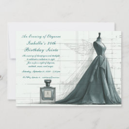 Elegant Fashion Sketch Birthday Invitation Inbjudningar