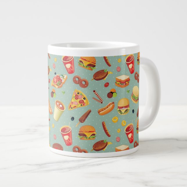 Elegant Fast Food Mönster Jumbo Mugg (Framsida höger)