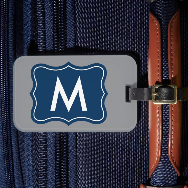 Elegant fästbordsram personlig monogramlogotyp bagagebricka (Framsida Insitu 4)