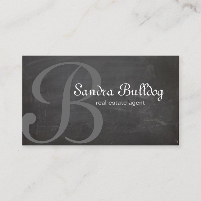 Elegant fastighetChalk. för yrkesmässig Monogram Visitkort (Framsida)