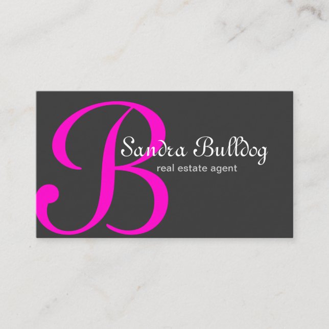 Elegant fastighetPink. för yrkesmässig Monogram Visitkort (Framsida)