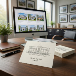 Elegant Fastighetsbyggnad Skiss Torg Fyrkantigt Visitkort