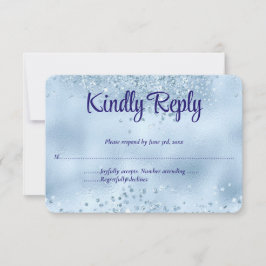 Elegant Faux Baby blue Glitter & Foil Bröllop OSA Kort
