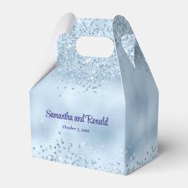 Elegant Faux Baby blue Glitter och Foil Bröllop Presentaskar (Framsidan Sidan)
