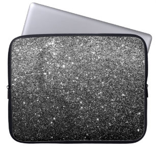 Elegant Faux Black Glitter Laptop Fodral