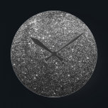 Elegant Faux Black Glitter Rund Klocka<br><div class="desc">Elegant Faux Black Glitter</div>