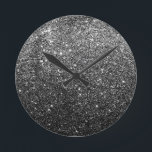 Elegant Faux Black Glitter Rund Klocka<br><div class="desc">Elegant Faux Black Glitter</div>