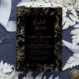 Elegant Faux Black Guld Blommigt Möhippa