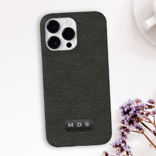Elegant Faux Black Leather-utseende Monogrammad