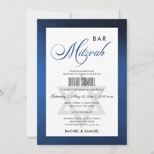 ELEGANT FAUX BLUE ENKEL FLADDERMUS PUB MITZVAH INBJUDNINGAR