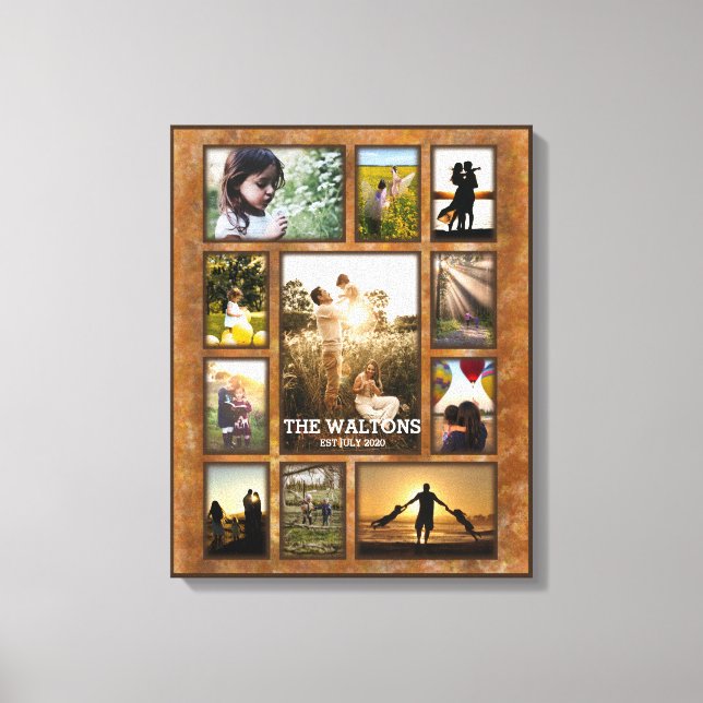 Elegant Faux Bronze Ram Family Photo Collage Canvastryck (Framsida)