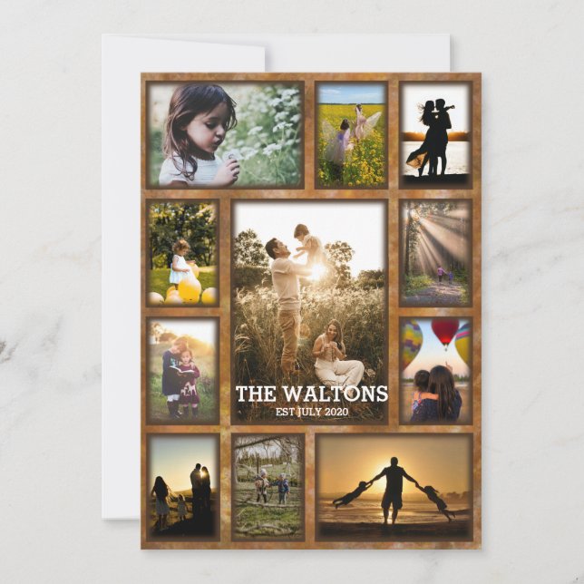 Elegant Faux Bronze Ram Family Photo Collage Kort (Framsida)
