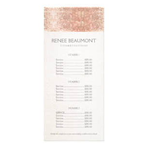 Elegant Faux Copper Sequins Salon Pris List Menu Reklamkort