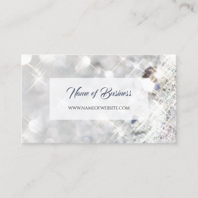 Elegant FAUX Diamond White Glitter Gnistra Visitkort (Framsida)