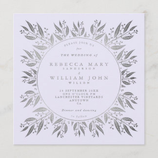 Elegant faux faux foil greenery Bröllop Inbjudningar