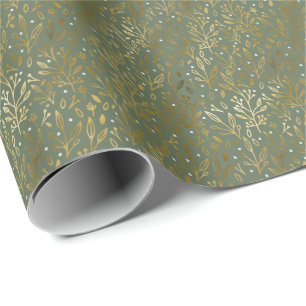 Elegant Faux Foil Botanicals   Juli-Helgdag Presentpapper