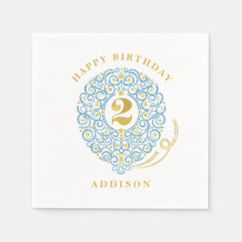 Elegant Faux Foil Lacy Balloon 2:a födelsedagen Pa Pappersservett