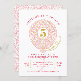 Elegant Faux Foil Lacy Balloon 5:e Födelsedagsfest Inbjudningar