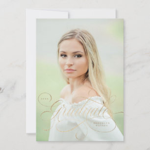 Elegant faux-foil-skript med ett foto studenten inbjudningar