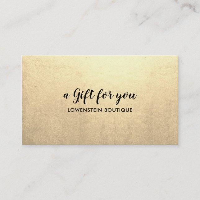 Elegant Faux Gold Foil Gift Certificate Rabattkort (Framsida)