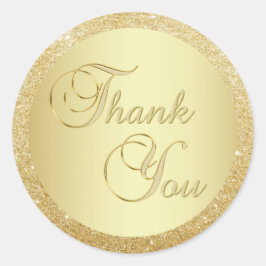 Elegant Faux Gold Foil Glitter Tack Kuvert Runt Klistermärke