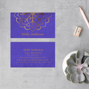 Elegant Faux Gold Foil Mandala w/ Struktur & Lila Visitkort