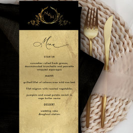 Elegant Faux Gold Foil Monogrammed Bröllop Menu Meny