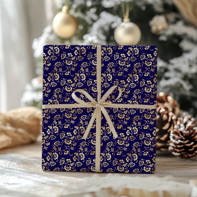 Elegant Faux Gold Foil Mönster jul Presentpapper (Elegant Faux Gold Foil Pattern Christmas Wrapping Paper)