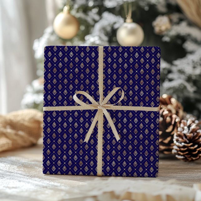 Elegant Faux Gold Foil Mönster jul Presentpapper (Elegant Faux Gold Foil Pattern Christmas Wrapping Paper)